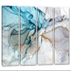 32 x 20 TOTAL - Blue Marble Wall Art Canvas Print 4 Panel Split abstract marble,liquid resin stone effect view 1