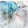 32 x 20 TOTAL - Blue Marble Wall Art Canvas Print 4 Panel Split abstract marble,liquid resin stone effect view 2