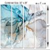 32 x 20 TOTAL - Blue Marble Wall Art Canvas Print 4 Panel Split abstract marble,liquid resin stone effect view 3