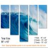 80 x 42 TOTAL - Blue Ocean Wave Canvas Print - 5 Panel Waterfall Split, Wall Art. Interior design, wall decor view 3