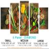40 x 22 TOTAL - Spices canvas print Wall Art Herbs & spices 5 Panel Diamond Split Cooking gifts, Kitchen wall art view 2