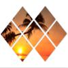 102 x 68 TOTAL - Sunset on a tropical Island - Canvas Print - 7 Panel Butterfly Split, Wall Art view 1