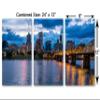 24 x 12 TOTAL - Portland Skyline Canvas Print Wall Art Willamette River 3 panel, Triptych wall decor interior design view 3