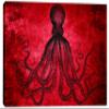 24 x 16 - Lord Bodner Octopus Canvas Print Wall Art, Red, Kraken Room wall decor view 2