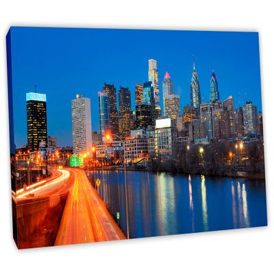 72 x 36 - Philadelphia Center City Skyline Canvas Print Wall Art