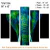 80 x 42 TOTAL - Watercolor Elephant Canvas Print Wall Art blue green 5 Panel Diamond Split. Animal Home decor view 3