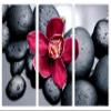 24 x 16 TOTAL - Orchid & therapy stones Wall Art Canvas Print 3 Panel Split, Triptych. Spa wall decor view 2