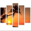 80 x 42 TOTAL - Sunset on a tropical Island - Canvas Print - 5 Panel Diamond Split, Wall Art view 1