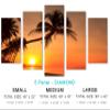 80 x 42 TOTAL - Sunset on a tropical Island - Canvas Print - 5 Panel Diamond Split, Wall Art view 2