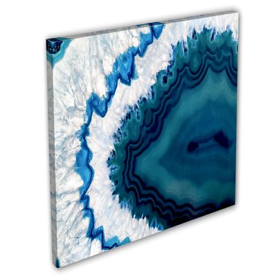 24 x 16 - Teal Blue Geode Canvas Print Wall Art Brazilian geode, agate stone slice