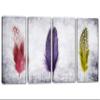 60 x 30 TOTAL - Colorful Feathers Wall Art Canvas Print 4 Panel Split on light purple background Print Set view 1