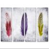 60 x 30 TOTAL - Colorful Feathers Wall Art Canvas Print 4 Panel Split on light purple background Print Set view 2
