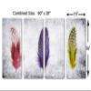 60 x 30 TOTAL - Colorful Feathers Wall Art Canvas Print 4 Panel Split on light purple background Print Set view 3