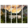 120 x 60 TOTAL - Montana Glacier National Park Canvas Print Wall Art beige skies 5 Panel Split Scenic Landscape Print view 2