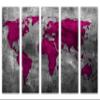 60 x 40 TOTAL - Abstract Amaranth Red World Map Canvas Print - 5 Panel Split Wall Art view 2
