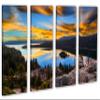 80 x 50 TOTAL - Lake Tahoe Emerald Bay Canvas Print wall art 4 Panel Split, home decor, interior design view 1