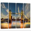 64 x 40 TOTAL - Tower Bridge London Canvas Print Wall Art dramatic 4 Panel Split London, Thames River Art view 1