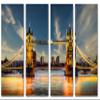 64 x 40 TOTAL - Tower Bridge London Canvas Print Wall Art dramatic 4 Panel Split London, Thames River Art view 2