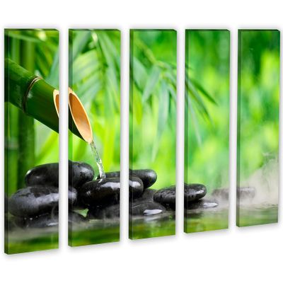 40 x 26 TOTAL - Zen Art, Spa Stones Wall Art Canvas Print 5 Panel Split. Spa wall decor, interior design