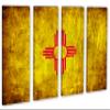 64 x 40 TOTAL - New Mexico Flag Grunge Wall Art Canvas Print rustic 4 Panel Split. State Flag Home decor view 1