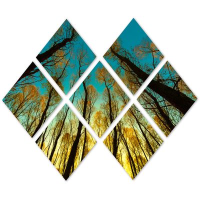 102 x 68 TOTAL - Trees in Forest Canvas Print - 7 Panel Butterfly Split Wall Art for room decor, interior wall design