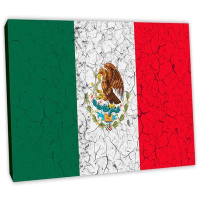 24 x 12 - Mexico Flag Canvas Print Wall Art cracked effect. Country Flag home decor