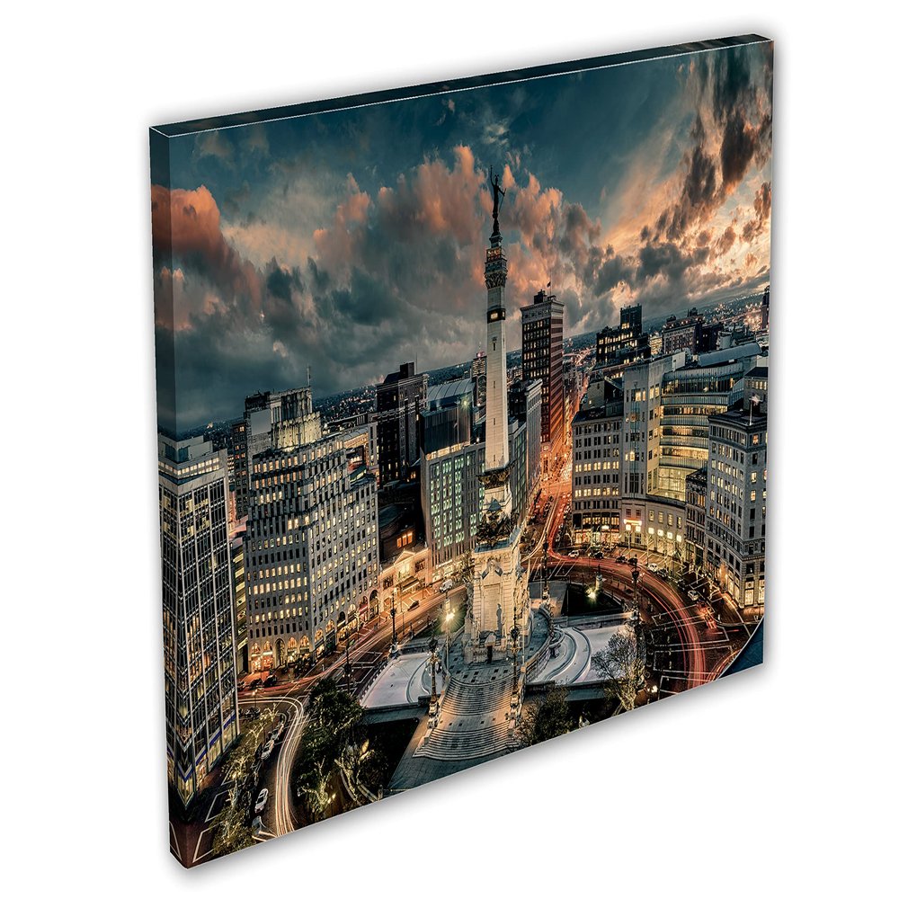24 x 16 - Indianapolis Skyline Canvas Print Wall Art dramatic skies Indianapolis, USA