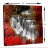 24 x 16 - Forest Waterfall red trees Wall Art Canvas Print nature home wall decor view 3