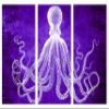 60 x 40 TOTAL - Lord Bodner Octopus Triptych Canvas Print Wall Art 3 Panel Split, Purple, Kraken Room wall decor view 2