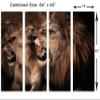 64 x 40 TOTAL - Roaring lion and lioness Wall Art Canvas Print 4 Panel Split Lion & Lioness Art, Animal Art Print view 3