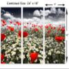 24 x 16 TOTAL - Poppies in field Canvas Print - 3 Panel Split, Triptych Wall Art view 3