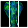 90 x 60 TOTAL - Watercolor Elephant Canvas Print Wall Art blue green 3 Panel Split, Triptych. Animal Home decor view 2
