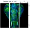 90 x 60 TOTAL - Watercolor Elephant Canvas Print Wall Art blue green 3 Panel Split, Triptych. Animal Home decor view 3