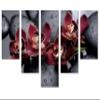 80 x 42 TOTAL - Canvas Print Orchid Flower Wall Art on Black therapy stones Spa Zen Art. 5 Panel Waterfall Split view 1