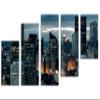 80 x 42 TOTAL - Pittsburgh, PA Skyline Wall Art Canvas Print evening 5 Panel Z Cut Split Pittsburgh City Print view 1