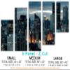80 x 42 TOTAL - Pittsburgh, PA Skyline Wall Art Canvas Print evening 5 Panel Z Cut Split Pittsburgh City Print view 2