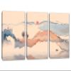 24 x 12 TOTAL - Abstract Landscape Wall Art Canvas Print faded orange 3 Panel Split Watercolor Art Print view 1