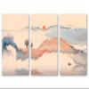 24 x 12 TOTAL - Abstract Landscape Wall Art Canvas Print faded orange 3 Panel Split Watercolor Art Print view 2