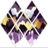 85 x 57 TOTAL - Mountains Illustration Canvas Print Wall Art purple, gold 7 Panel Butterfly Split Oriental asian art view 1
