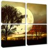 20 x 20 TOTAL - Full Moon behind a tree Canvas Print. 4 Panel Split (Quad) Wall Art view 1