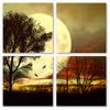 20 x 20 TOTAL - Full Moon behind a tree Canvas Print. 4 Panel Split (Quad) Wall Art view 2