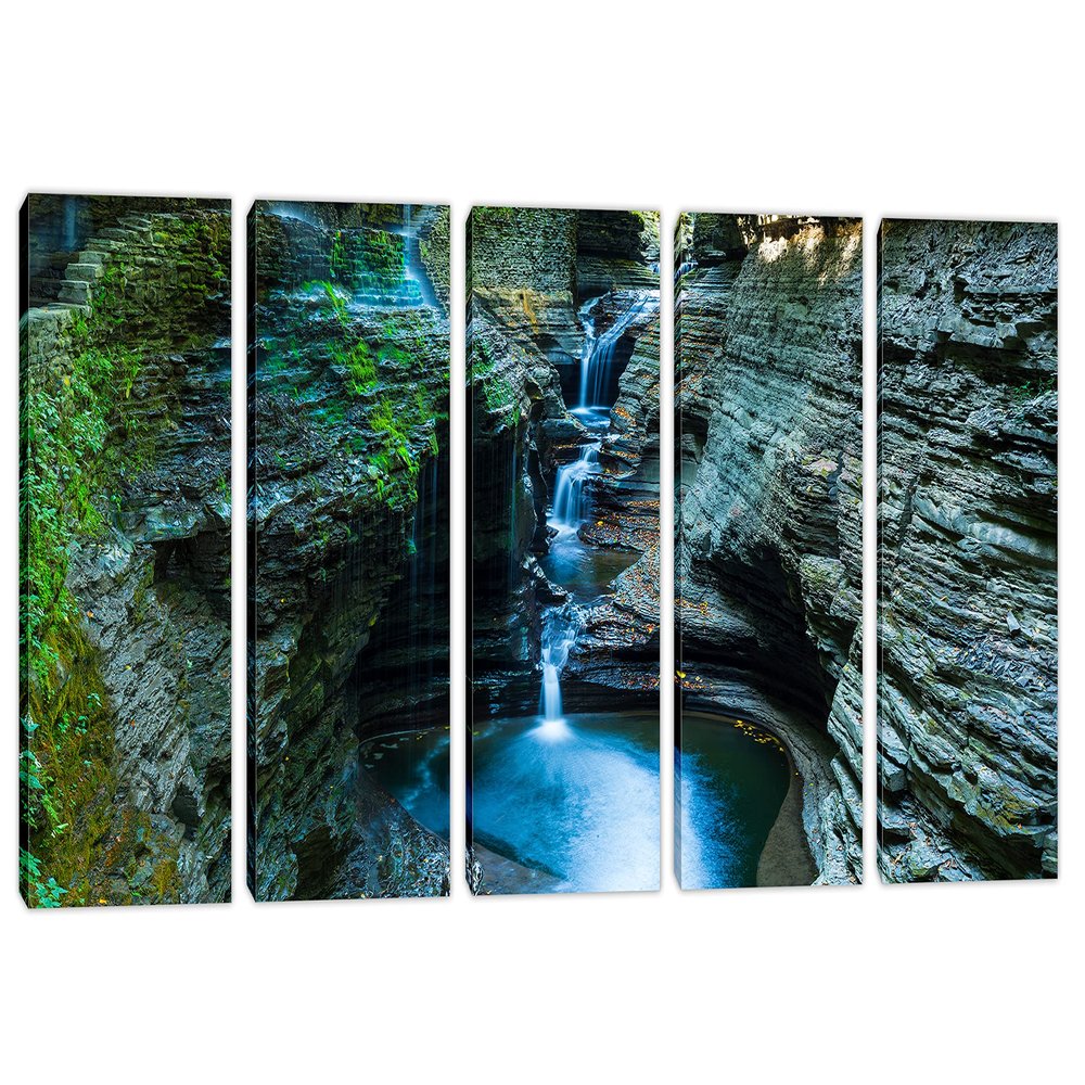 120 x 60 TOTAL - Watkins Glen state park NY Wall Art Canvas Print. 5 Panel Split. Home Decor, wall decor