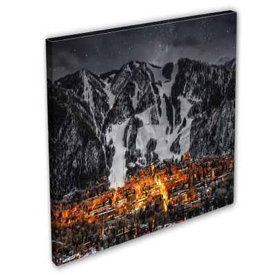 24 x 16 - Aspen Colorado Canvas Print Wall Art B&W colorized Aspen, CO city art print