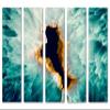 90 x 60 TOTAL - Turquoise Agate Canvas Print Wall Art 5 Panel Split Agate Slice Quartz Decor Wall Art view 2