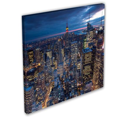 24 x 16 - New York City Evening Skyline Canvas Print Wall Art NYC Aerial photography