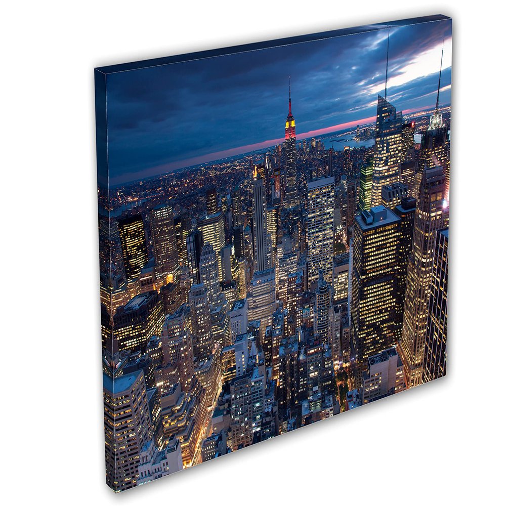 24 x 16 - New York City Evening Skyline Canvas Print Wall Art NYC Aerial photography