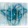 90 x 60 TOTAL - Magnetosphere abstract Wall Art, Fractal Lines Canvas Print turquoise blue 5 Panel Split view 1