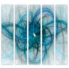 90 x 60 TOTAL - Magnetosphere abstract Wall Art, Fractal Lines Canvas Print turquoise blue 5 Panel Split view 2