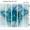 90 x 60 TOTAL - Magnetosphere abstract Wall Art, Fractal Lines Canvas Print turquoise blue 5 Panel Split view 3