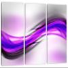 45 x 30 TOTAL - Abstract Art Purple Magenta Wave Canvas Print Wall Art. 3 Panel Split. Abstract Print, Abstract art view 1